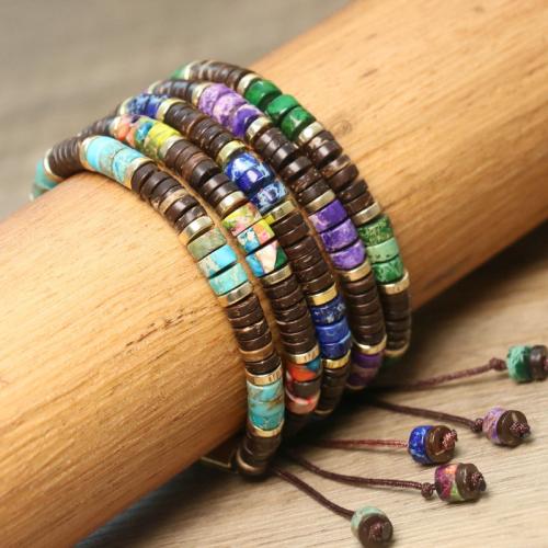 Gemstone Bracelets Impression Jasper with Knot Cord fashion jewelry Length 18.5 cm Sold By PC