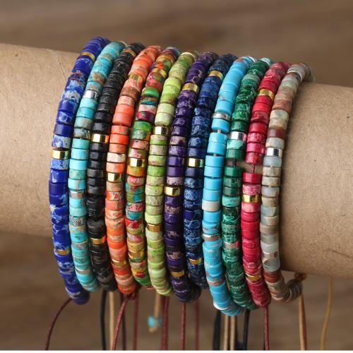 Gemstone Bracelets Natural Stone with Knot Cord with 5cm extender chain Flower fashion jewelry Length 16 cm Sold By PC