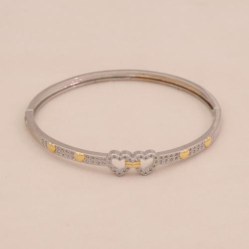 Цирконий Micro Pave латунь Браслет, Латунь, Другое покрытие, разные стили для выбора & инкрустированное микро кубического циркония & Женский & двухцветный, продается PC