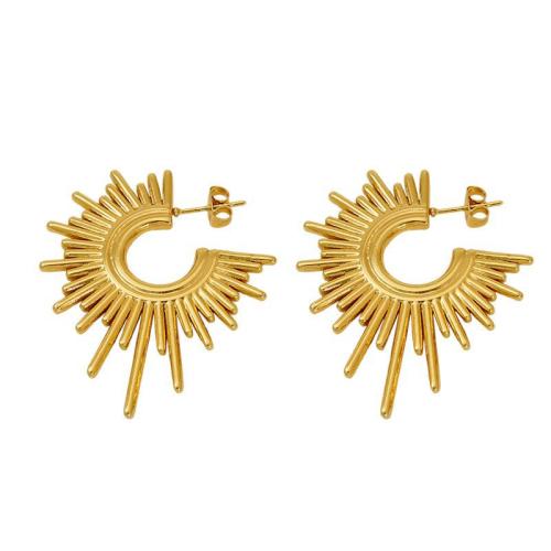 Stainless Steel Stud fülbevaló, 304 rozsdamentes acél, 18K aranyozott, divat ékszerek & a nő, Által értékesített pár