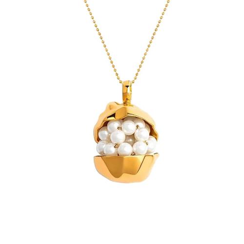 Colar de jóias de aço inoxidável, Aço inoxidável 304, with Concha de resina, with 1.97 Inch extender chain, 18K banhado a ouro, joias de moda & para mulher, comprimento 9 inchaltura, vendido por PC