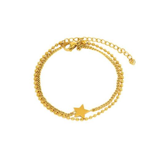 Stainless Steel Jewelry Bracelet 304 Stainless Steel 18K gold plated Double Layer & fashion jewelry & for woman Sold By PC