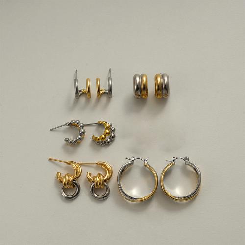 Brass Stud Earring plated & for woman & two tone Sold By Pair