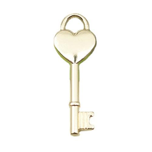 Cink ötvözet Key Medálok, Kulcs, galvanizált, DIY, aranysárga, 45x50mm, Által értékesített PC