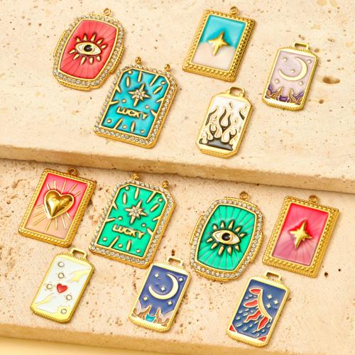 Pendentifs en titane, Acier titane, Placage de couleur d'or, DIY & styles différents pour le choix & pavé de micro zircon & émail, plus de couleurs à choisir, 3PC/sac, Vendu par sac
