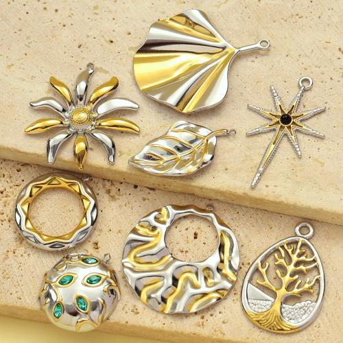 Titanium Steel Pendants with Gemstone & Crystal plated DIY Sold By Bag