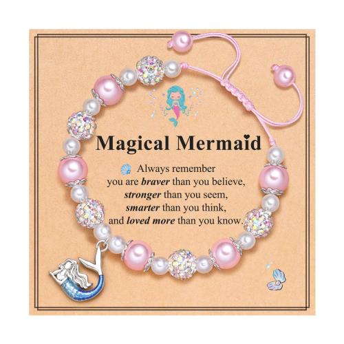 Pearl Plaisteacha Bracelet, le Corda terylene & Sinc Alloy, Mermaid, lámhdhéanta, do bhean & le rhinestone, dathanna níos mó le haghaidh rogha, Fad Thart 5.5-10 Inse, Díolta De réir PC