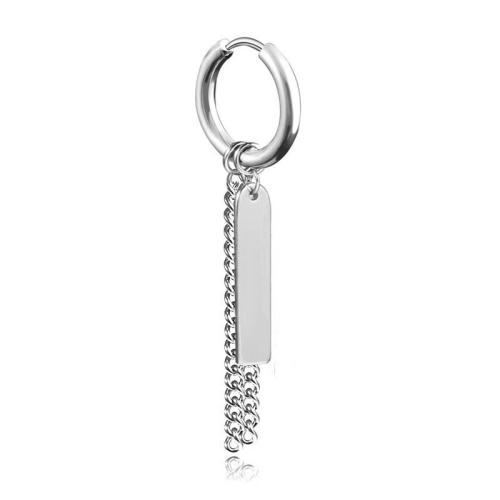 Acier inoxydable 304 Boucles d'oreilles pendantes Hoop Huggie, Placage, unisexe & styles différents pour le choix, 12x60mm, Vendu par PC