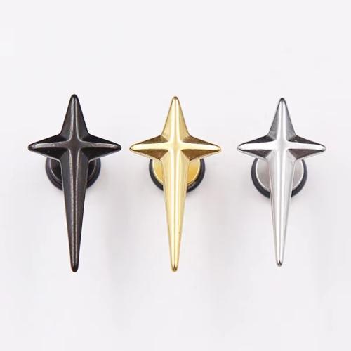 Stainless Steel Stud Øreringe, 304 rustfrit stål, Kryds, forgyldt, mode smykker & Unisex, flere farver til valg, 20x10mm, Solgt af PC