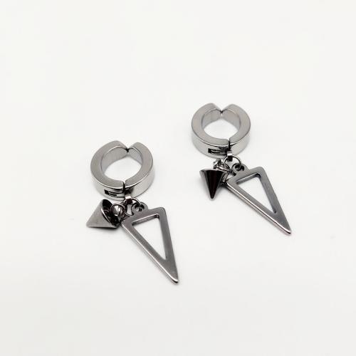 304 Stainless Steel Náušnice Manžetové, Geometrický vzor, unisex & dutý, více barev na výběr, 15x35mm, Prodáno By PC