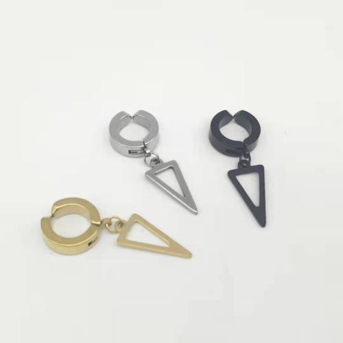 304 rostfritt stål Örhänge Manschett, Triangle, plated, Unisex & ihålig, fler färger för val, 15x35mm, Säljs av PC