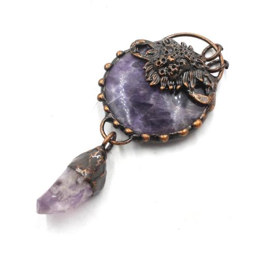 Gemstone Vedhæng Smykker, Zinc Alloy, med Natursten, forgyldt, du kan DIY & forskellige design til valg, flere farver til valg, nikkel, bly & cadmium fri, The round pancake is approximately 43x95mm. The square version is approximately 100x31mm, Solgt af PC