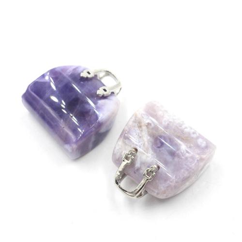 Gemstone Vedhæng Smykker, Natursten, Håndtaske, du kan DIY, flere farver til valg, 12x25x28mm, Solgt af PC
