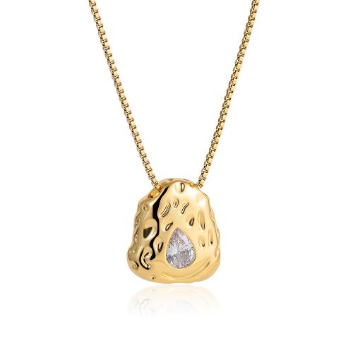 Mikro cubic cirkónium Pave Brass nyaklánc, Sárgaréz, -val Cubic cirkónium, -val 1.96 Inch extender lánc, 18K aranyozott, divat ékszerek & a nő, Hossz 15.7 inch, Által értékesített PC