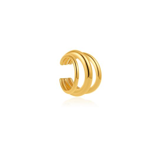 ottone Clip orecchino, Placcato oro 18K, tre strati & gioielli di moda & unisex, Venduto da PC