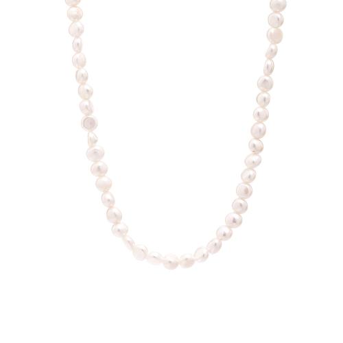 Collar de Perlas Natural de Freshwater, Perlas cultivadas de agua dulce, hecho a mano, Joyería & para mujer, Blanco, longitud aproximado 13.77 Inch, Vendido por UD