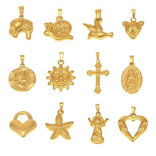 Stainless Steel Pendants 304 Stainless Steel plated DIY golden Sold By PC
