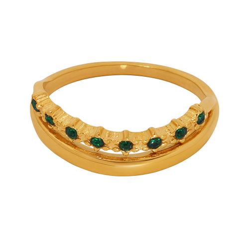 Zirkonia Edelstahl-Finger- Ring, 304 Edelstahl, mit kubischer Zirkonia, plattiert, verschiedene Größen vorhanden & für Frau & hohl, goldfarben, verkauft von PC