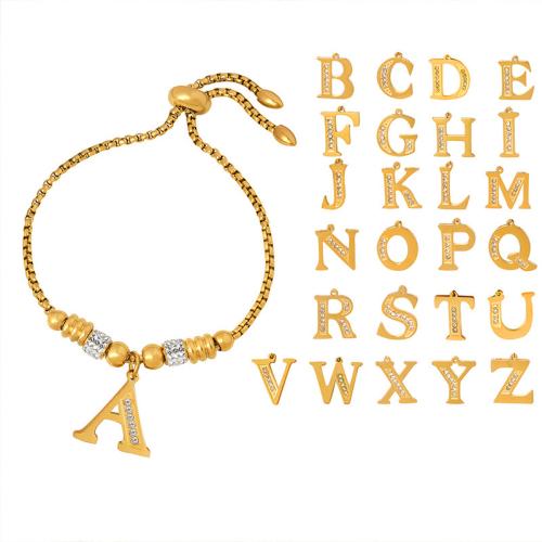 Tíotáiniam Cruach Bracelet, Cruach Tíotáiniam, 18K ór plátáilte, dearaí éagsúla do rogha & do bhean & le rhinestone, Fad Thart 24 cm, Díolta De réir PC