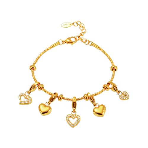 Jewelry Cruach dhosmálta Bracelet, 304 Cruach dhosmálta, plátáilte, micrea réiteach zirconia ciúbach & do bhean & log, dathanna níos mó le haghaidh rogha, Díolta De réir PC