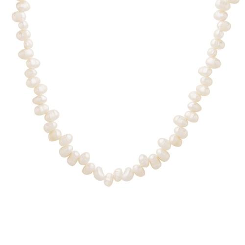 Colar de Pérolas de Água Doce Natural, Pérolas de água doce, feito à mão, joias de moda & para mulher, branco, vendido por PC