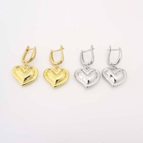 Messing Drop ørering, Heart, mode smykker & for kvinde, flere farver til valg, Solgt af par