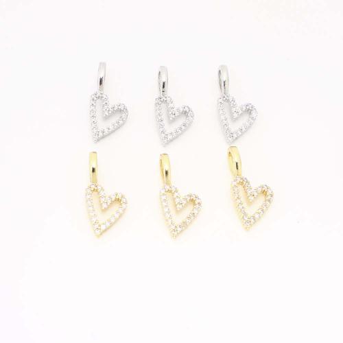 Terningformet Zirkon Micro Pave Messing vedhæng, Heart, du kan DIY & Micro Pave cubic zirconia & hule, flere farver til valg, Solgt af PC