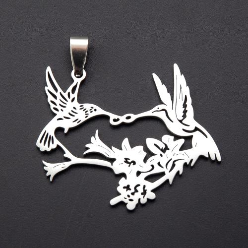 Rostfritt stål Animal Hängen, 304 rostfritt stål, Fågel, silver pläterad, DIY, silver, 42.80x1.35x41mm, Säljs av PC