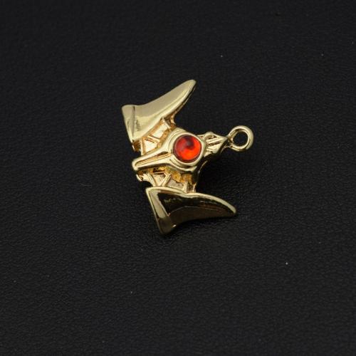 Zinc Alloy Crown riipukset, Sinkkiseos, kanssa Lasi, kullan väri kullattu, tee-se-itse, kultainen, Myymät PC