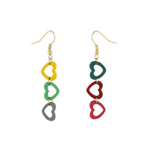 Zinc Alloy Drop Earring, Hart, plated, mode sieraden & voor vrouw & hol, 10x60mm, Verkocht door pair