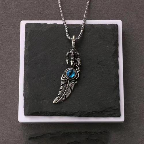 Zinc Alloy Halsketting, Veer, plated, mode sieraden & voor de mens, meer kleuren voor de keuze, Lengte Ca 23.2 inch, Verkocht door PC