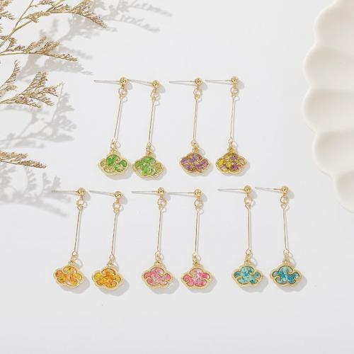 Resin Drop Earring with Zinc Alloy Cloud epoxy gel fashion jewelry & for woman Sold By Pair