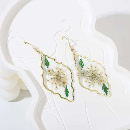 Smola Drop naušnica, s Osu¹eni cvijet & Cink Alloy, Geometrijski uzorak, epoksi naljepnica, modni nakit & za žene, earring length 30-60mm, Prodano By par