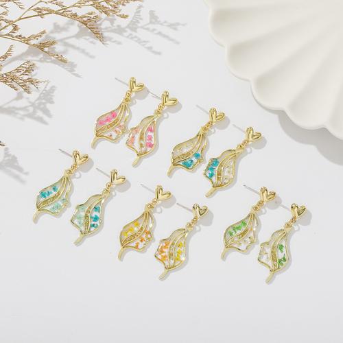 Smola Drop naušnica, s Osu¹eni cvijet & Cink Alloy, Lice, epoksi naljepnica, modni nakit & za žene, više boja za izbor, earring length 30-40mm, Prodano By par