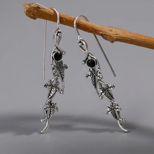 Zinc Alloy Drop Earring, Blad, plated, voor vrouw & met strass, meer kleuren voor de keuze, 8x45mm, Verkocht door PC