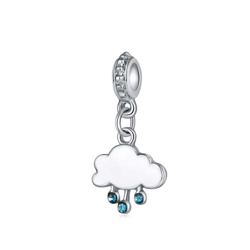 Colgantes de diamantes de imitación de la aleación de zinc, Nube, chapado, Bricolaje & esmalte & con diamantes de imitación, pendant length 10-40mm, Vendido por UD