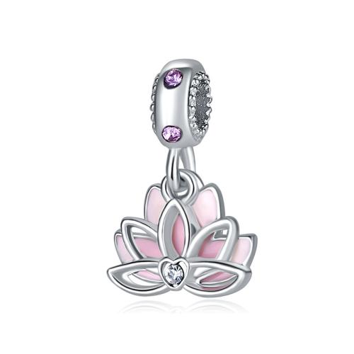 Подвески Цинкового Сплава Горного Хрусталя, цинковый сплав, Lotus, Другое покрытие, DIY & эмаль & со стразами, 10x25mm, продается PC
