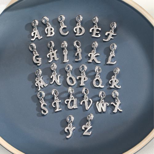 Sinc Alloy Rhinestone Pendants, Litir Aibítir, plátáilte, DIY & stíleanna éagsúla do rogha & le rhinestone, 12x16mm, Poll:Thart 5mm, Díolta De réir PC