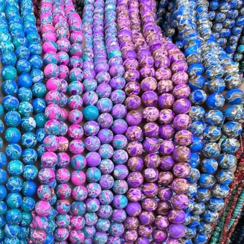Syntetisk Ädelsten Bead, Rund, DIY, fler färger för val, 8mm, Såld Per Ca 36 cm Strand
