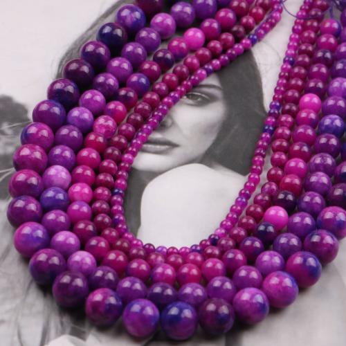 Natural Chalcedony Bead Purple Chalcedony Round DIY mixed colors Sold By Strand