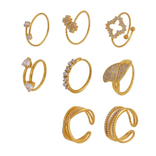 Cubic Zirconia nerezové prst prsten, 304 Stainless Steel, s Cubic Zirconia, á, módní šperky & různé styly pro výběr & pro ženy, více barev na výběr, Prodáno By PC