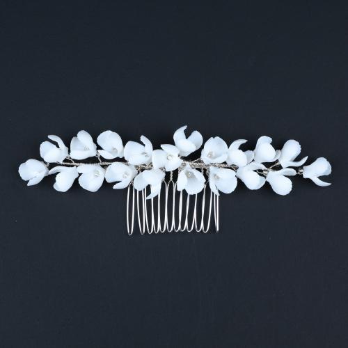 Dekorativa Hår Combs, Zink Alloy, med mässingstråd & Polymer Clay & Kristall, handgjord, mode smycken & för kvinna, silver, 150x40x15mm, Säljs av PC