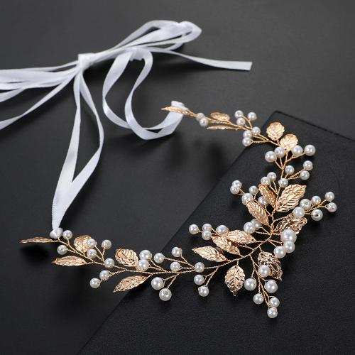 Bruids haarkransen, Zinc Alloy, met koperdraad & Plastic Pearl, handgemaakt, mode sieraden & voor vrouw, gouden, Verkocht door PC