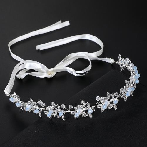 Bruids haarkransen, Zinc Alloy, met koperdraad & Kristal, handgemaakt, mode sieraden & voor vrouw & met strass, zilver, 325x25x5mm, Verkocht door PC