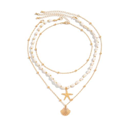 Zink Alloy Jewelry Sets, med Koppar + belagda + järn & Shell & Plast Pearl, plated, tre stycken & mode smycken & för kvinna, gyllene, Säljs av Ställ