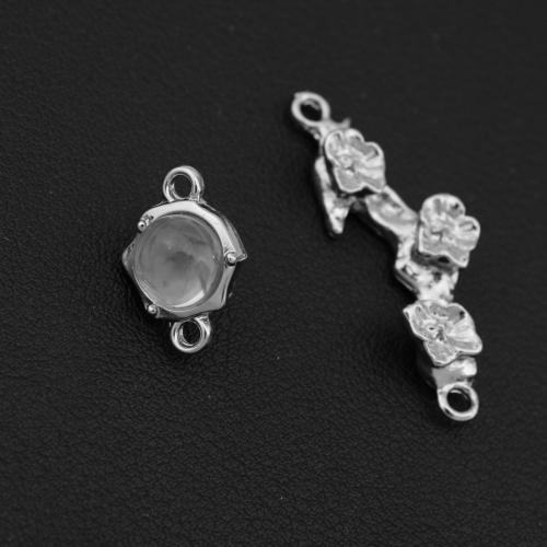 Zinco-Alloy-Connettore, lega in zinco, placcato color argento, DIY & con strass & 1/1 anello del connettore, argento, Venduto da PC
