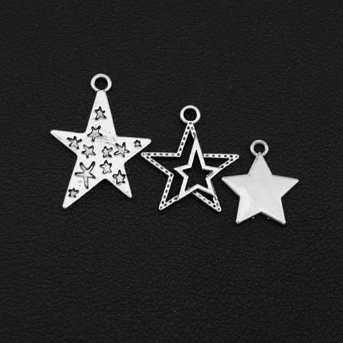 Zink Alloy Star Pendant, silver pläterad, DIY, silver, Säljs av PC