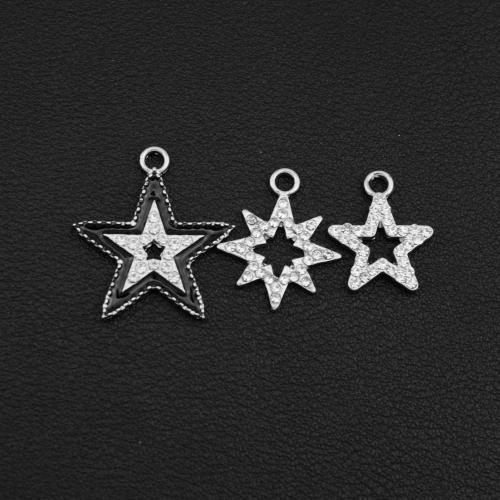 Zink Alloy Star Pendant, silver pläterad, DIY & emalj & med strass, fler färger för val, Säljs av PC