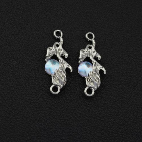 Zinklegering Connector, Zinc Alloy, met Cats Eye, silver plated, DIY & 1/1 lus, zilver, Verkocht door PC