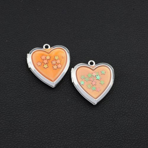 Stainless Steel Heart Pendants 304 Stainless Steel with Glass silver color plated DIY mixed colors Sold By PC